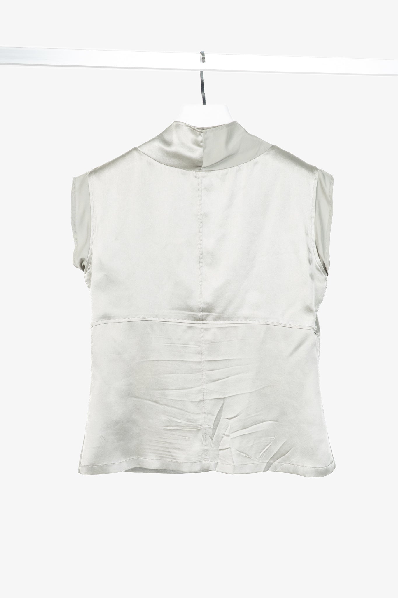 Yves Saint Laurent SS09 Grey Silk-Charmeuse Cowl Blouse