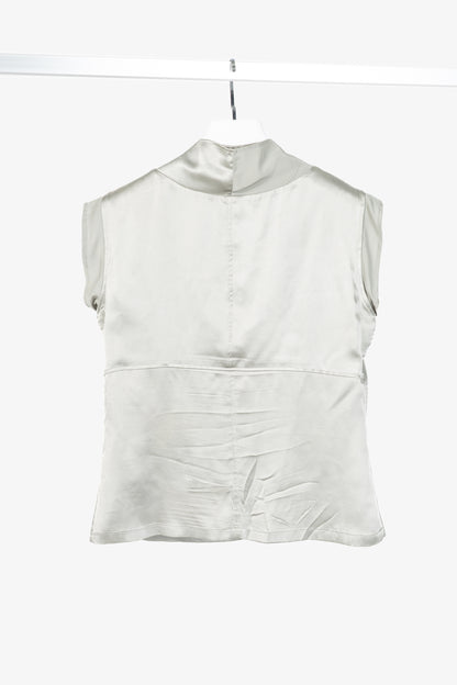 Yves Saint Laurent SS09 Grey Silk-Charmeuse Cowl Blouse