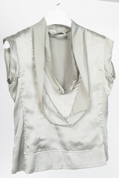 Yves Saint Laurent SS09 Grey Silk-Charmeuse Cowl Blouse