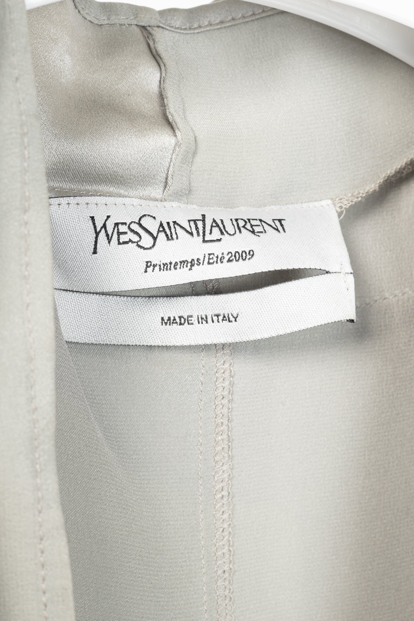 Yves Saint Laurent SS09 Grey Silk-Charmeuse Cowl Blouse