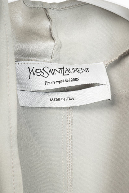 Yves Saint Laurent SS09 Grey Silk-Charmeuse Cowl Blouse