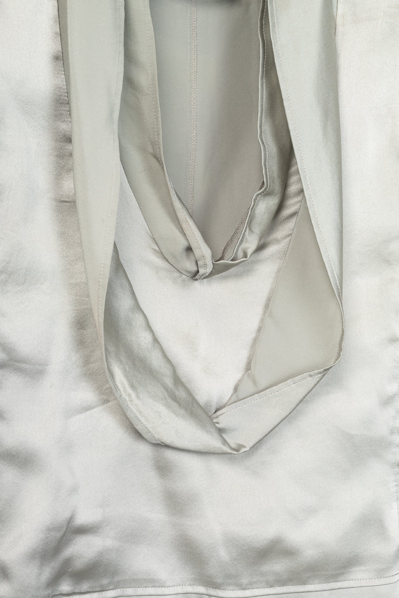 Yves Saint Laurent SS09 Grey Silk-Charmeuse Cowl Blouse