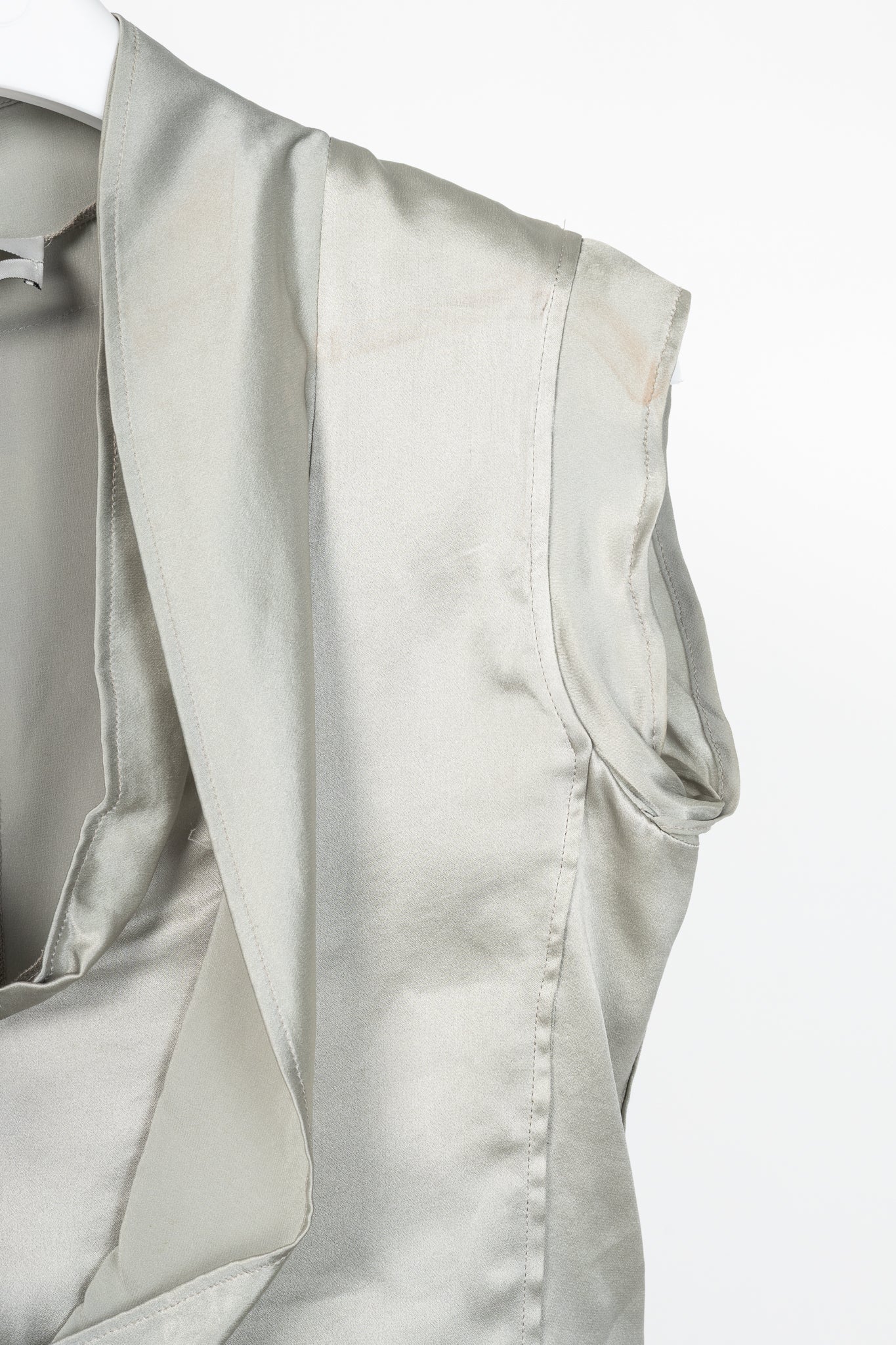 Yves Saint Laurent SS09 Grey Silk-Charmeuse Cowl Blouse