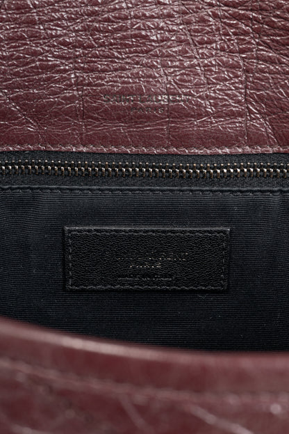 Saint Laurent Niki Bordeaux Quilted Crinkled Vintage Leather YSL-Cassandre Flap Handbag
