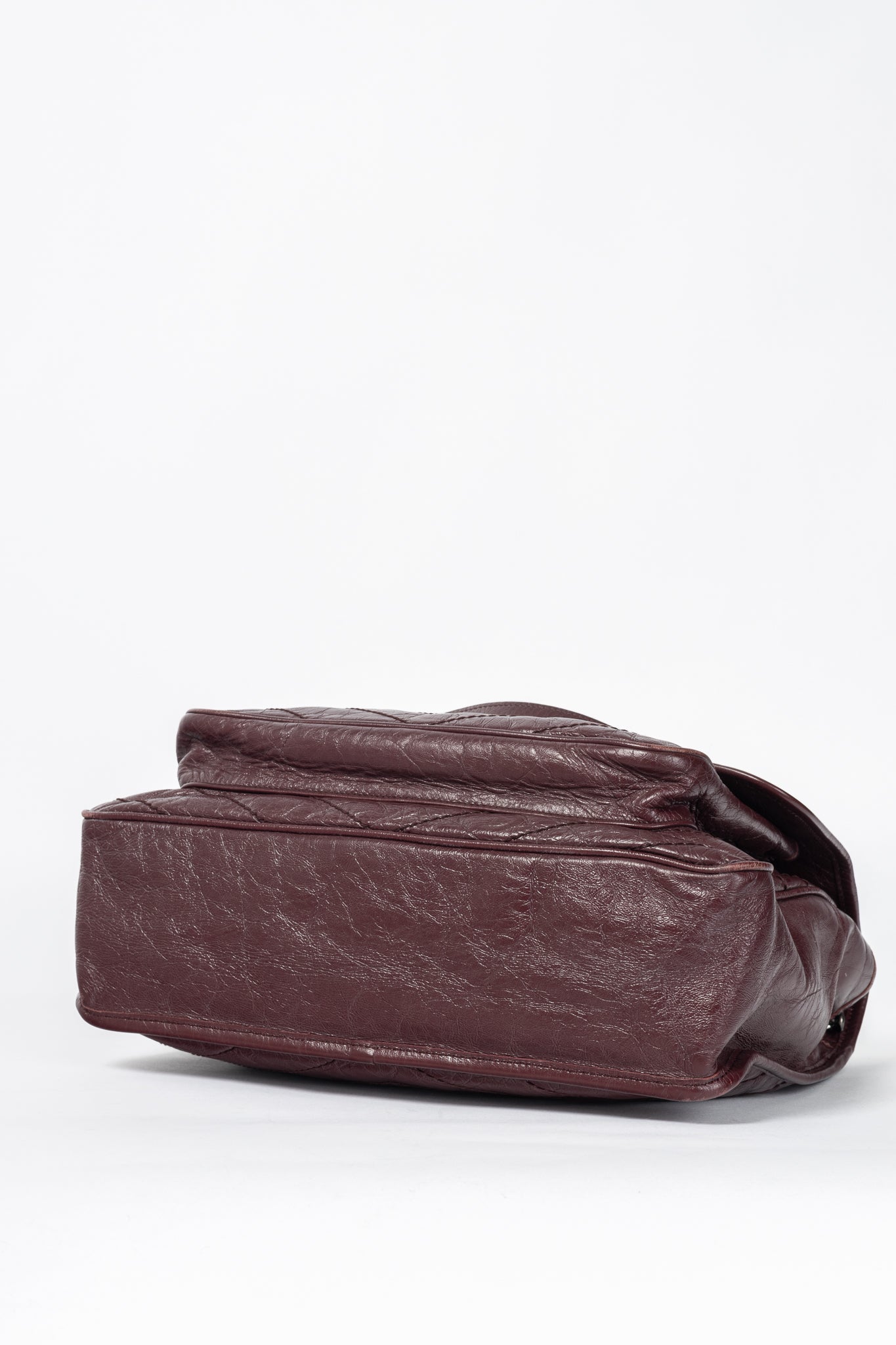 Saint Laurent Niki Bordeaux Quilted Crinkled Vintage Leather YSL-Cassandre Flap Handbag