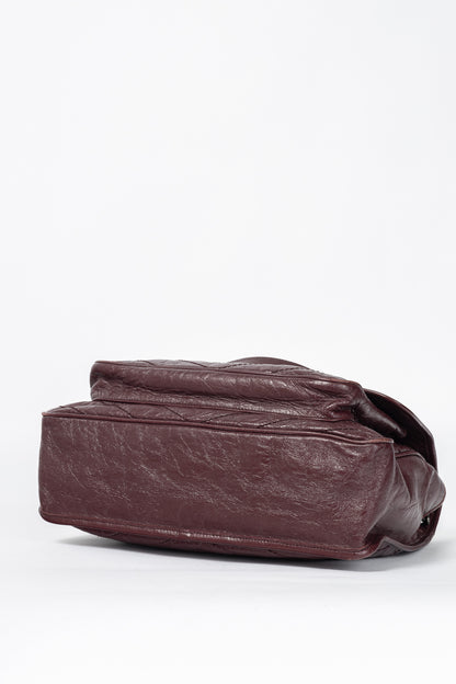 Saint Laurent Niki Bordeaux Quilted Crinkled Vintage Leather YSL-Cassandre Flap Handbag