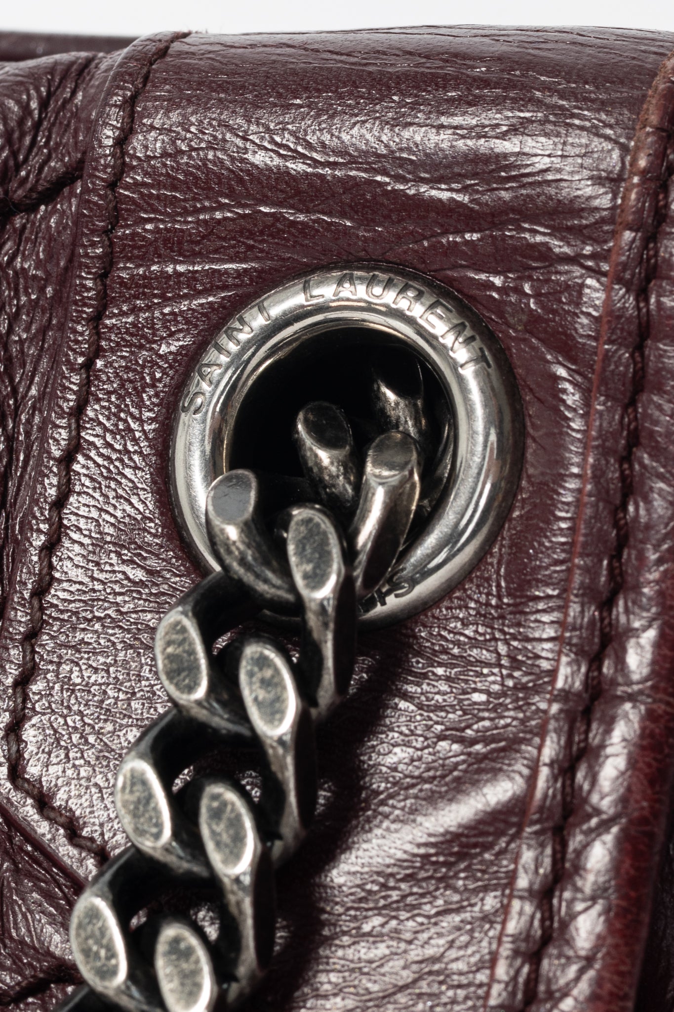 Saint Laurent Niki Bordeaux Quilted Crinkled Vintage Leather YSL-Cassandre Flap Handbag