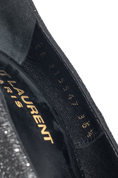 Saint Laurent Thorn Black Sparkle High-Counter Pointed-Toe Pumps