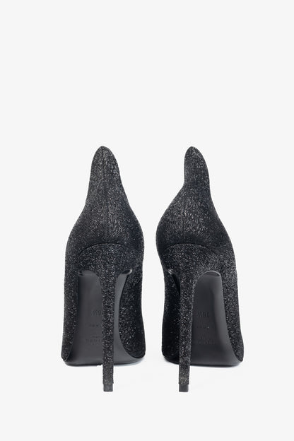Saint Laurent Thorn Black Sparkle High-Counter Pointed-Toe Pumps