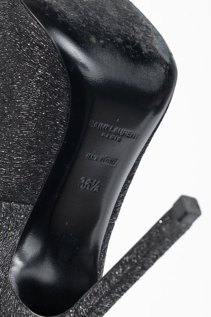 Saint Laurent Thorn Black Sparkle High-Counter Pointed-Toe Pumps