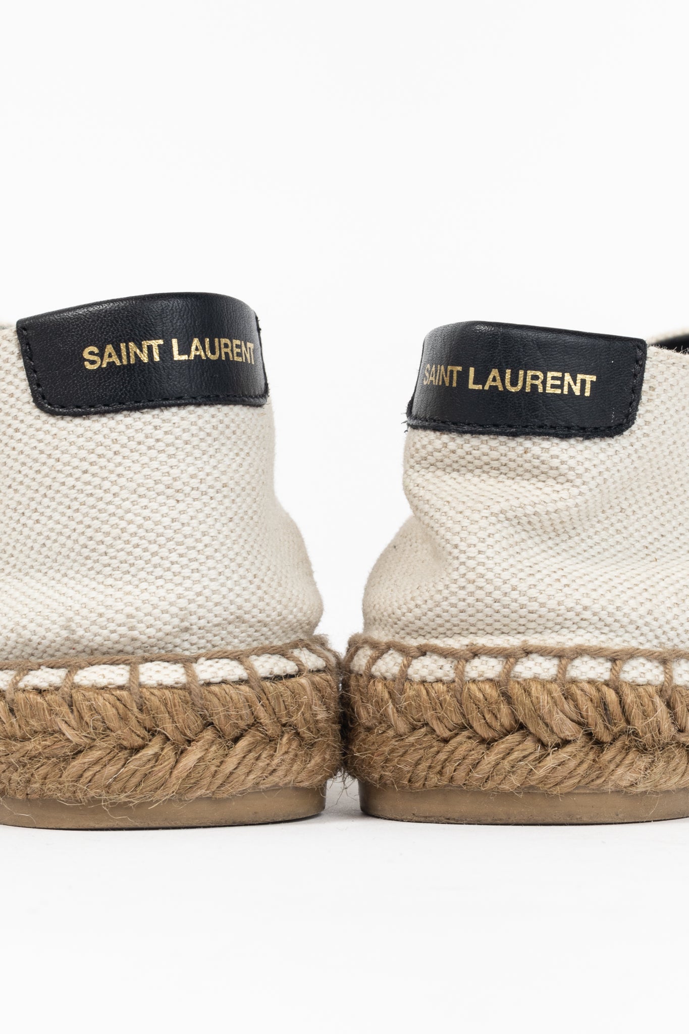 Saint Laurent Off-White Canvas Embroidered-Logo Flat Espadrilles