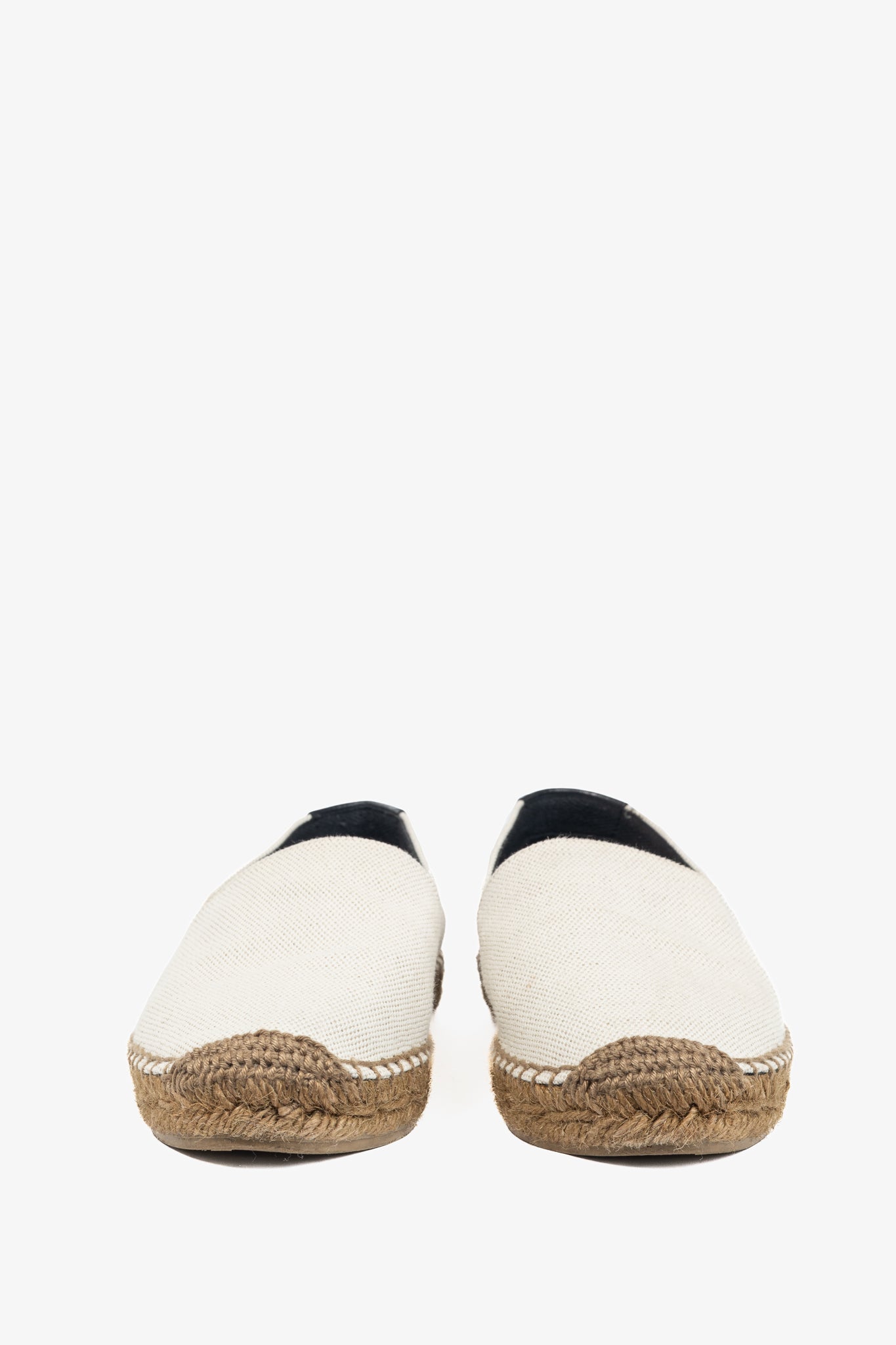 Saint Laurent Off-White Canvas Embroidered-Logo Flat Espadrilles