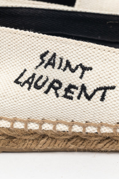 Saint Laurent Off-White Canvas Embroidered-Logo Flat Espadrilles