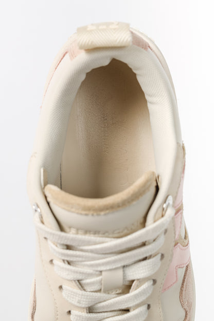 Ferragamo Dania Cream Gancini Lace-Up Leather Sneakers