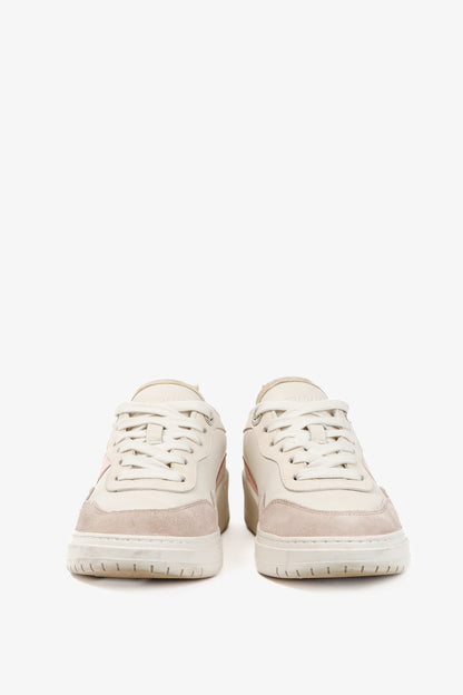 Ferragamo Dania Cream Gancini Lace-Up Leather Sneakers