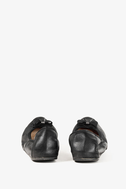 Salvatore Ferragamo My Joy Black Leather Foldaway Ballet Flats