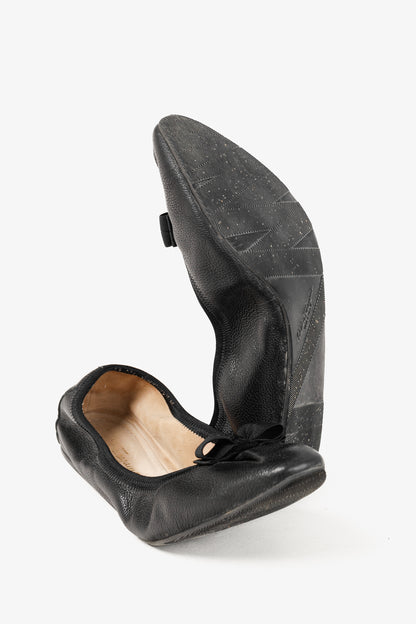 Salvatore Ferragamo My Joy Black Leather Foldaway Ballet Flats