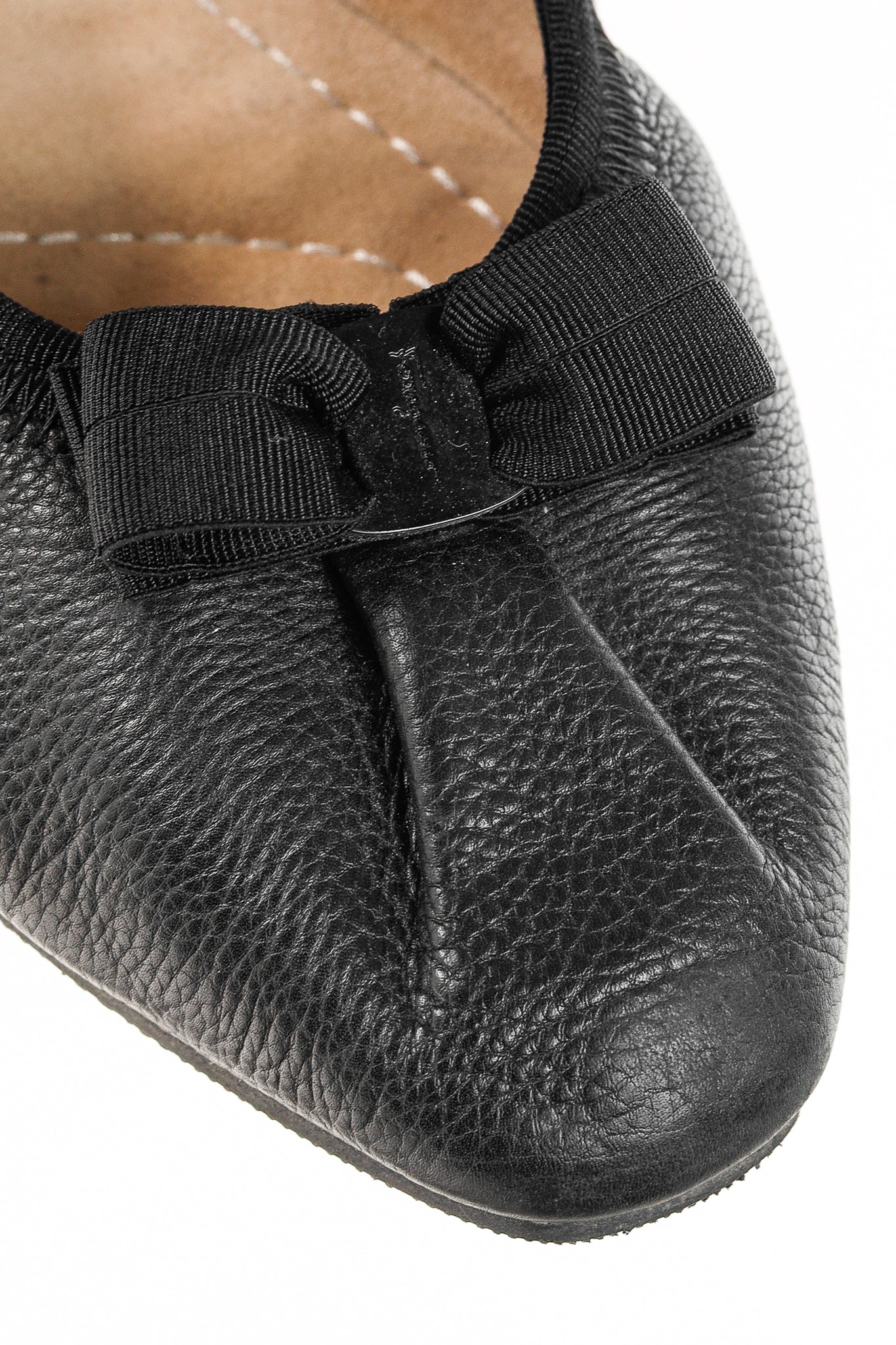 Salvatore Ferragamo My Joy Black Leather Foldaway Ballet Flats