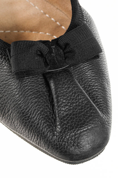Salvatore Ferragamo My Joy Black Leather Foldaway Ballet Flats