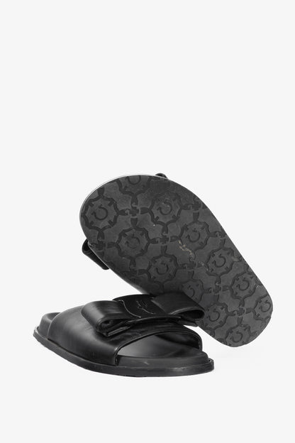Salvatore Ferragamo Viva Black Leather Bow Mule Sandals