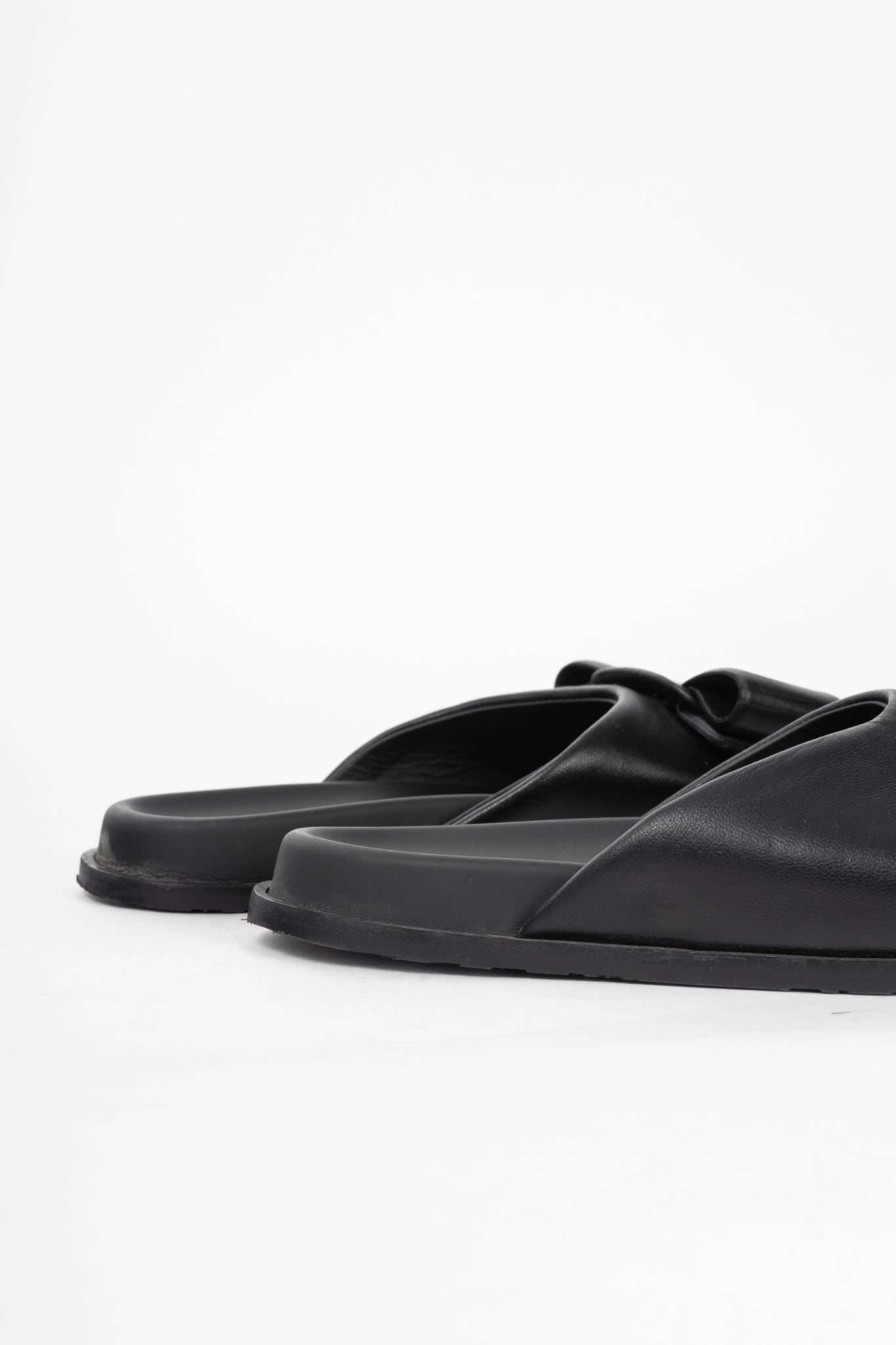 Salvatore Ferragamo Viva Black Leather Bow Mule Sandals