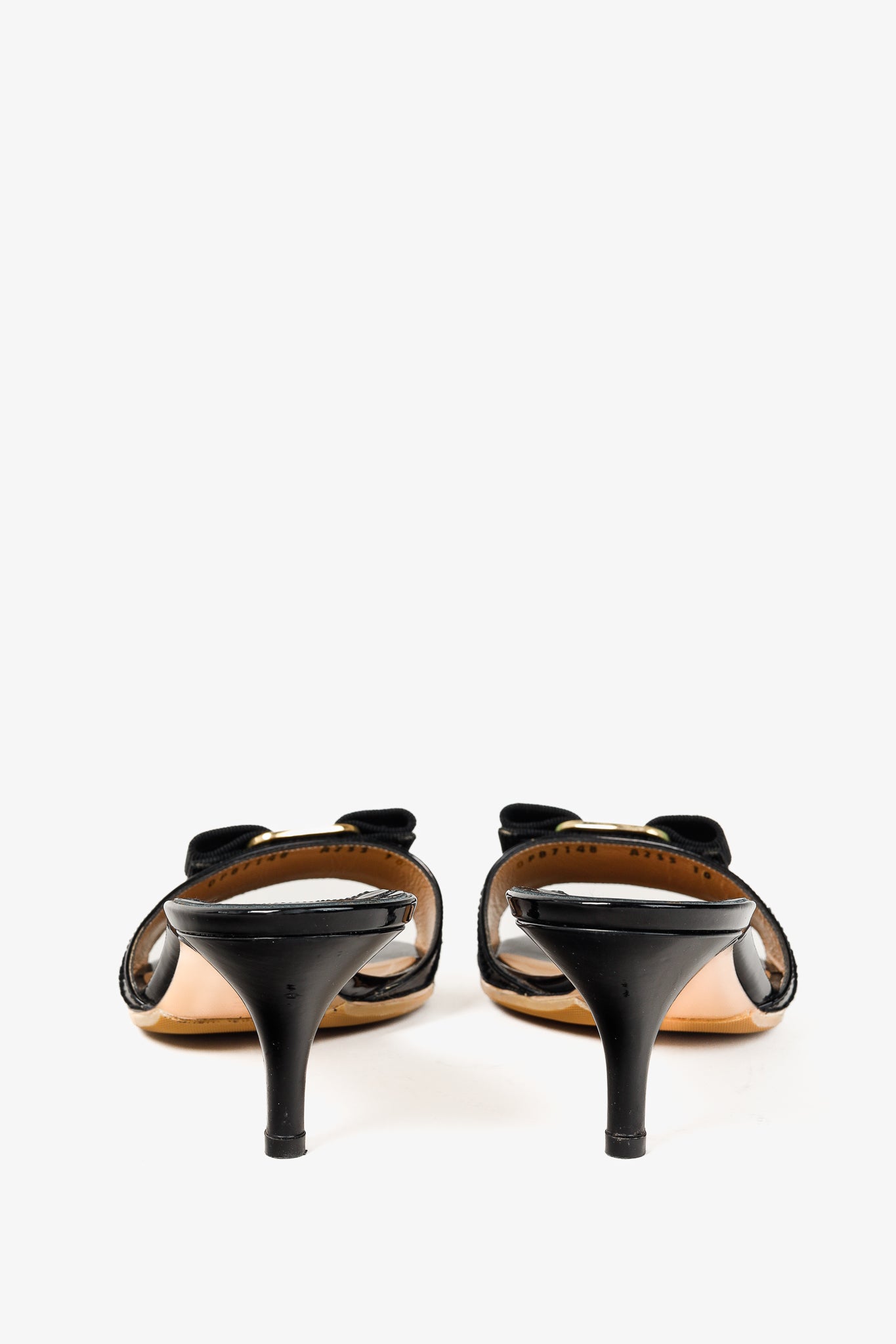 Salvatore Ferragamo Glory Nero Patent Calf Bow Mules