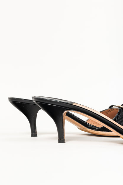 Salvatore Ferragamo Glory Nero Patent Calf Bow Mules