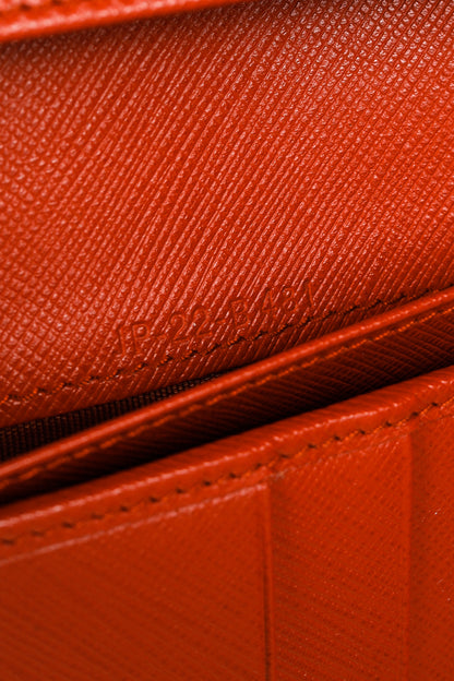 Salvatore Ferragamo Dark Orange Gancini Saffiano-Leather Continental Wallet
