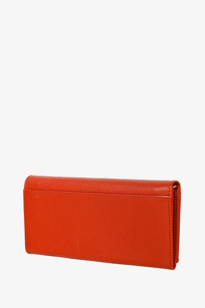 Salvatore Ferragamo Dark Orange Gancini Saffiano-Leather Continental Wallet