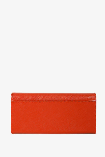 Salvatore Ferragamo Dark Orange Gancini Saffiano-Leather Continental Wallet