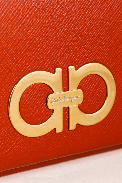 Salvatore Ferragamo Dark Orange Gancini Saffiano-Leather Continental Wallet