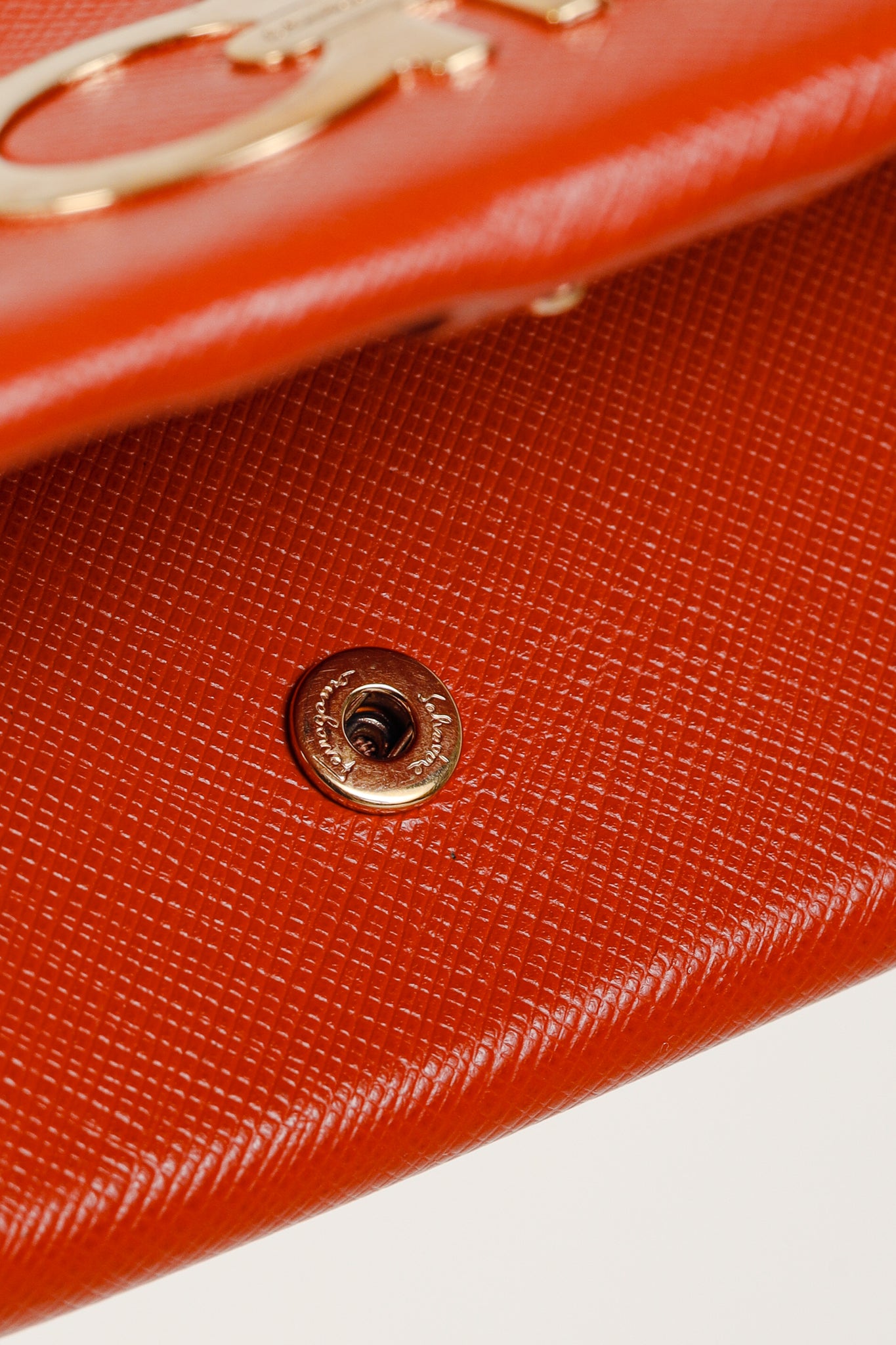 Salvatore Ferragamo Dark Orange Gancini Saffiano-Leather Continental Wallet