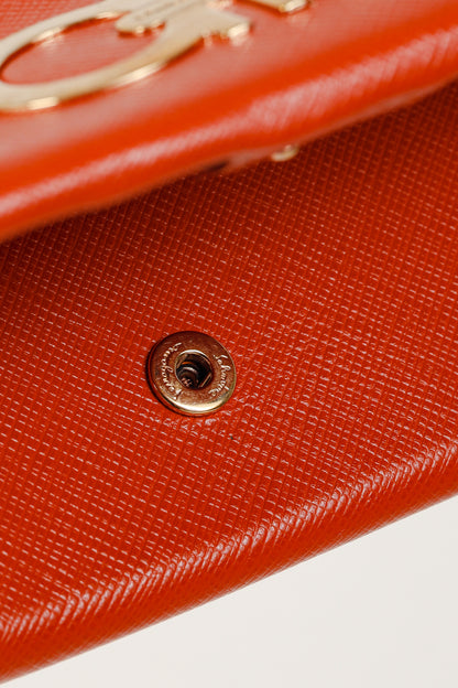 Salvatore Ferragamo Dark Orange Gancini Saffiano-Leather Continental Wallet