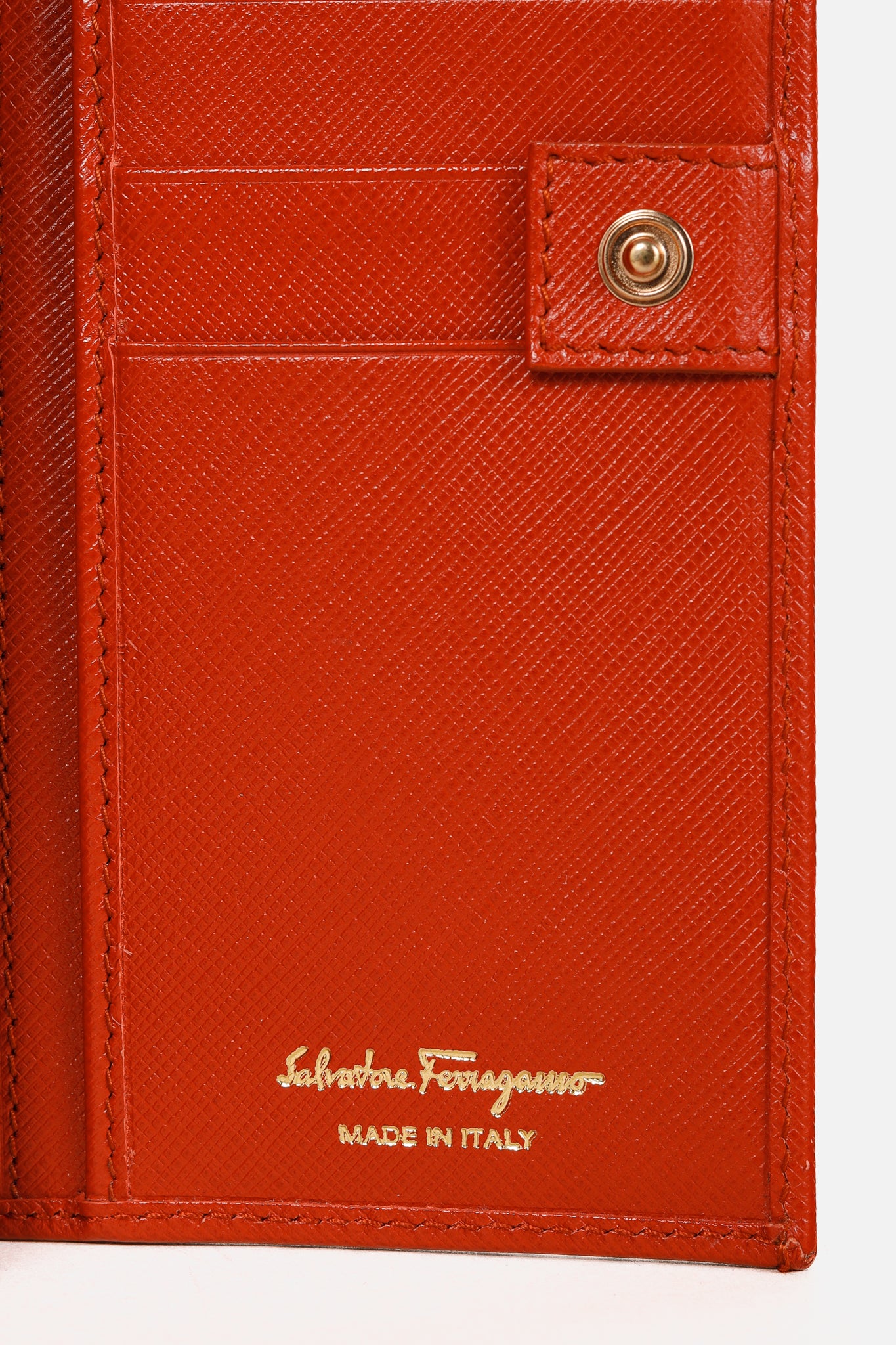 Salvatore Ferragamo Dark Orange Gancini Saffiano-Leather Continental Wallet
