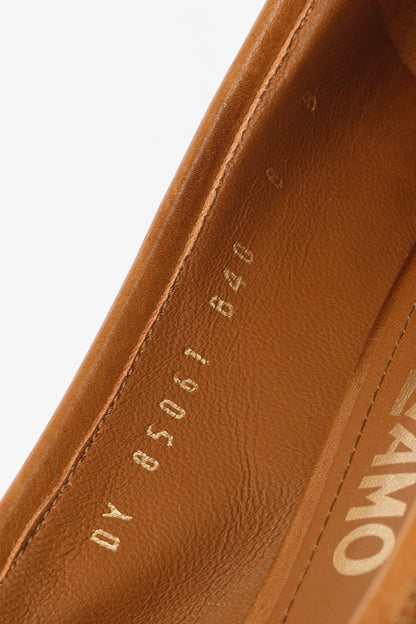 Salvatore Ferragamo Elga Brown Leather Fringe Gancini-Buckle Pumps