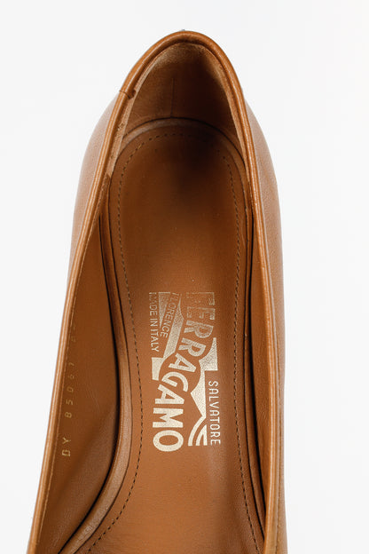 Salvatore Ferragamo Elga Brown Leather Fringe Gancini-Buckle Pumps