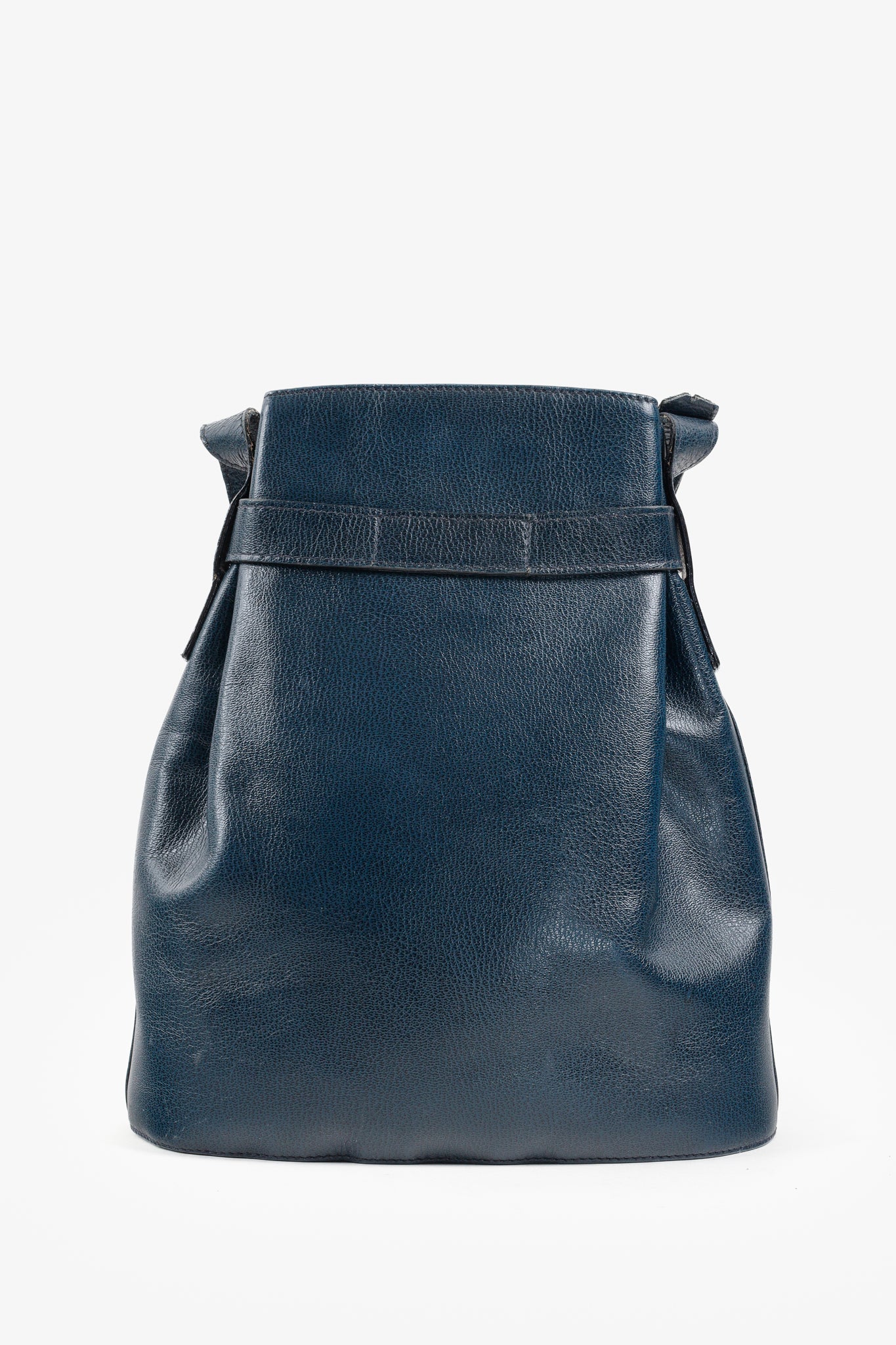 Ferragamo Vintage Leather Navy Blue Bucket Bag