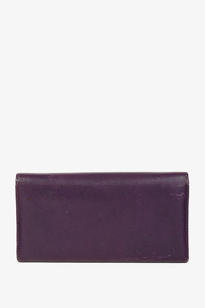 Salvatore Ferragamo Gancini Purple Leather Continental Wallet