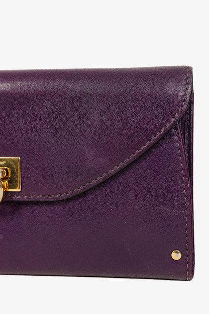 Salvatore Ferragamo Gancini Purple Leather Continental Wallet