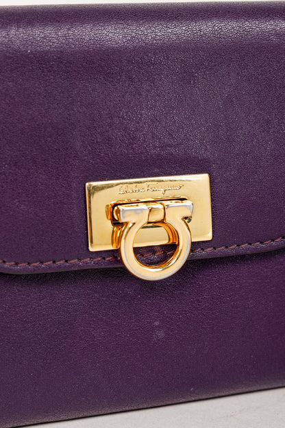 Salvatore Ferragamo Gancini Purple Leather Continental Wallet