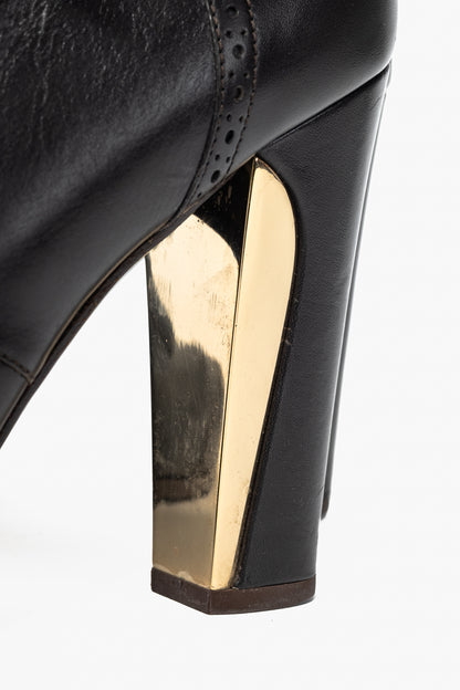 Salvatore Ferragamo Fusadia Fondente Calf Wingtip Derby Heels