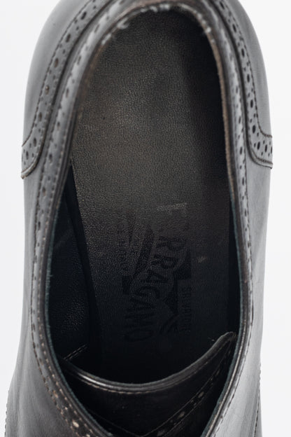 Salvatore Ferragamo Fusadia Fondente Calf Wingtip Derby Heels