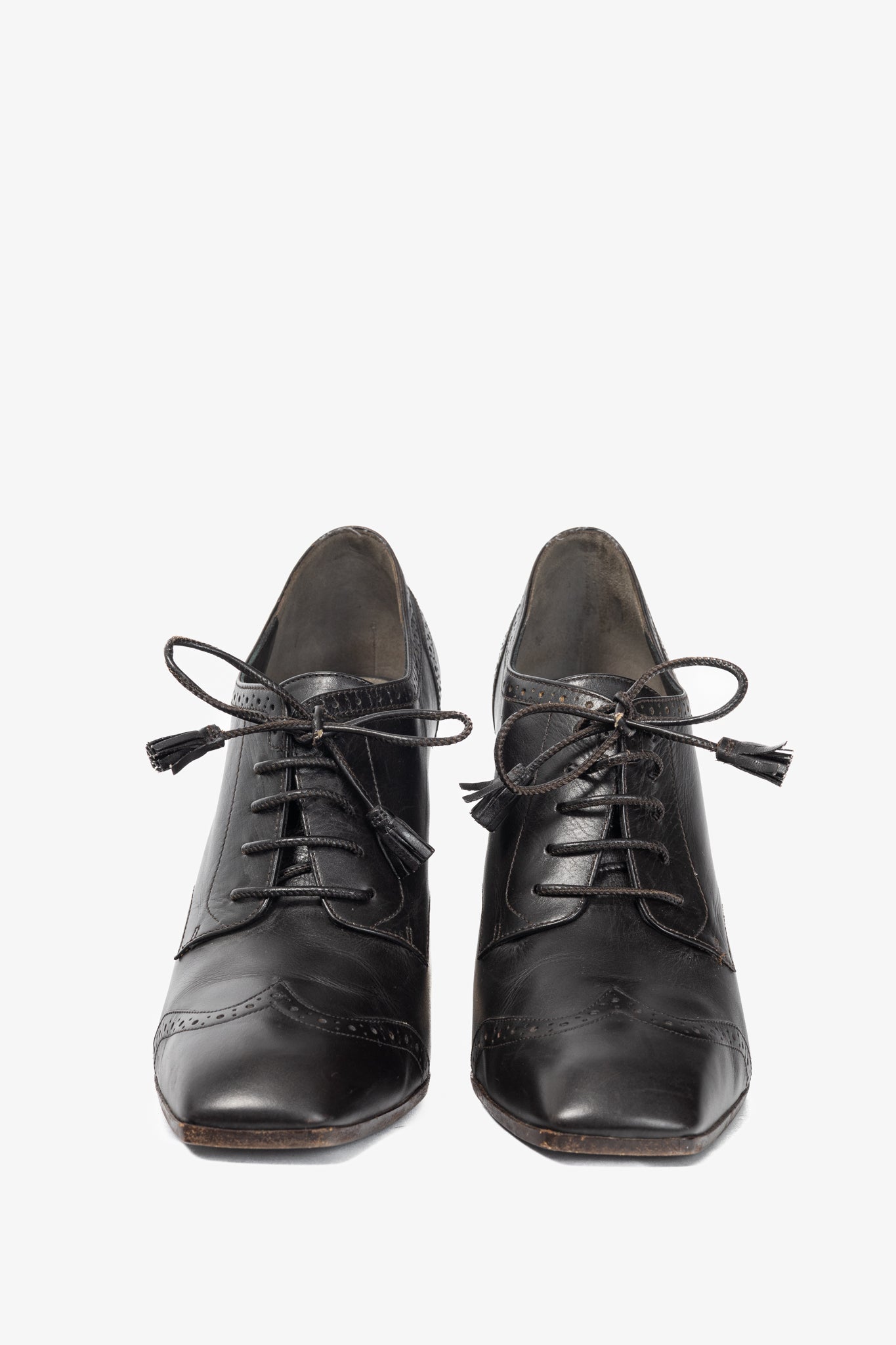 Salvatore Ferragamo Fusadia Fondente Calf Wingtip Derby Heels