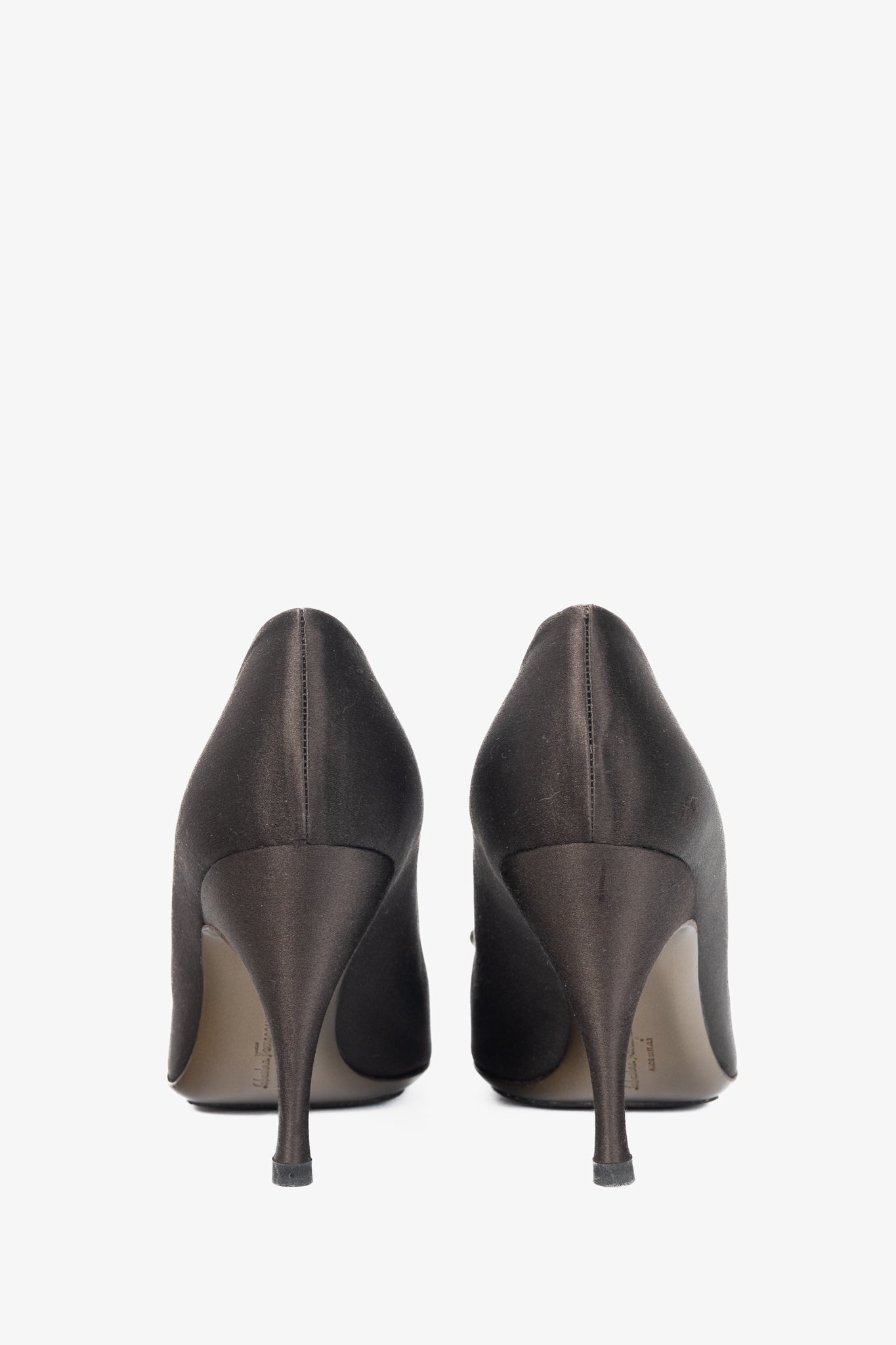 Salvatore Ferragamo Brown Satin Vara-Bow Pumps
