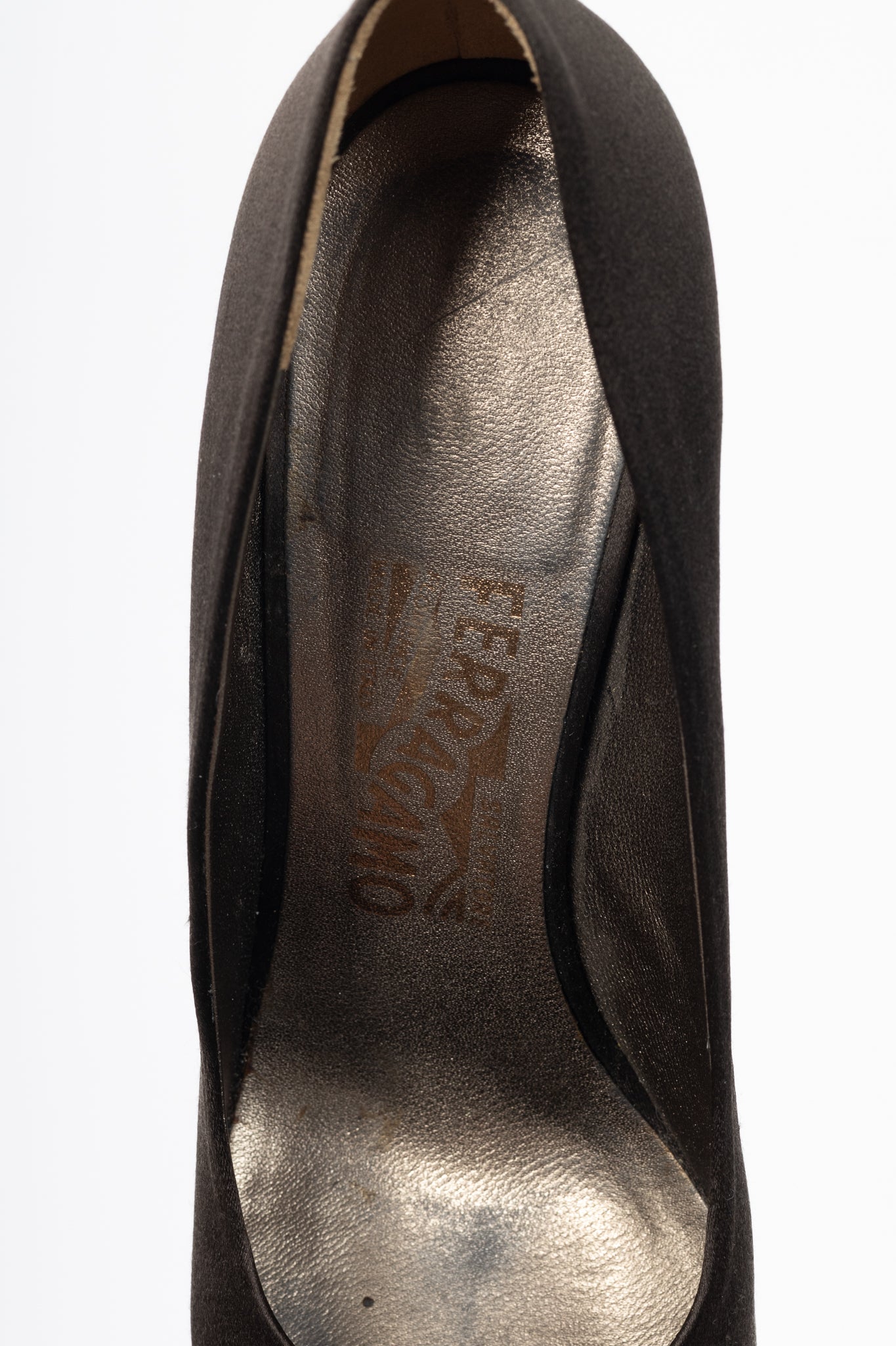 Salvatore Ferragamo Brown Satin Vara-Bow Pumps