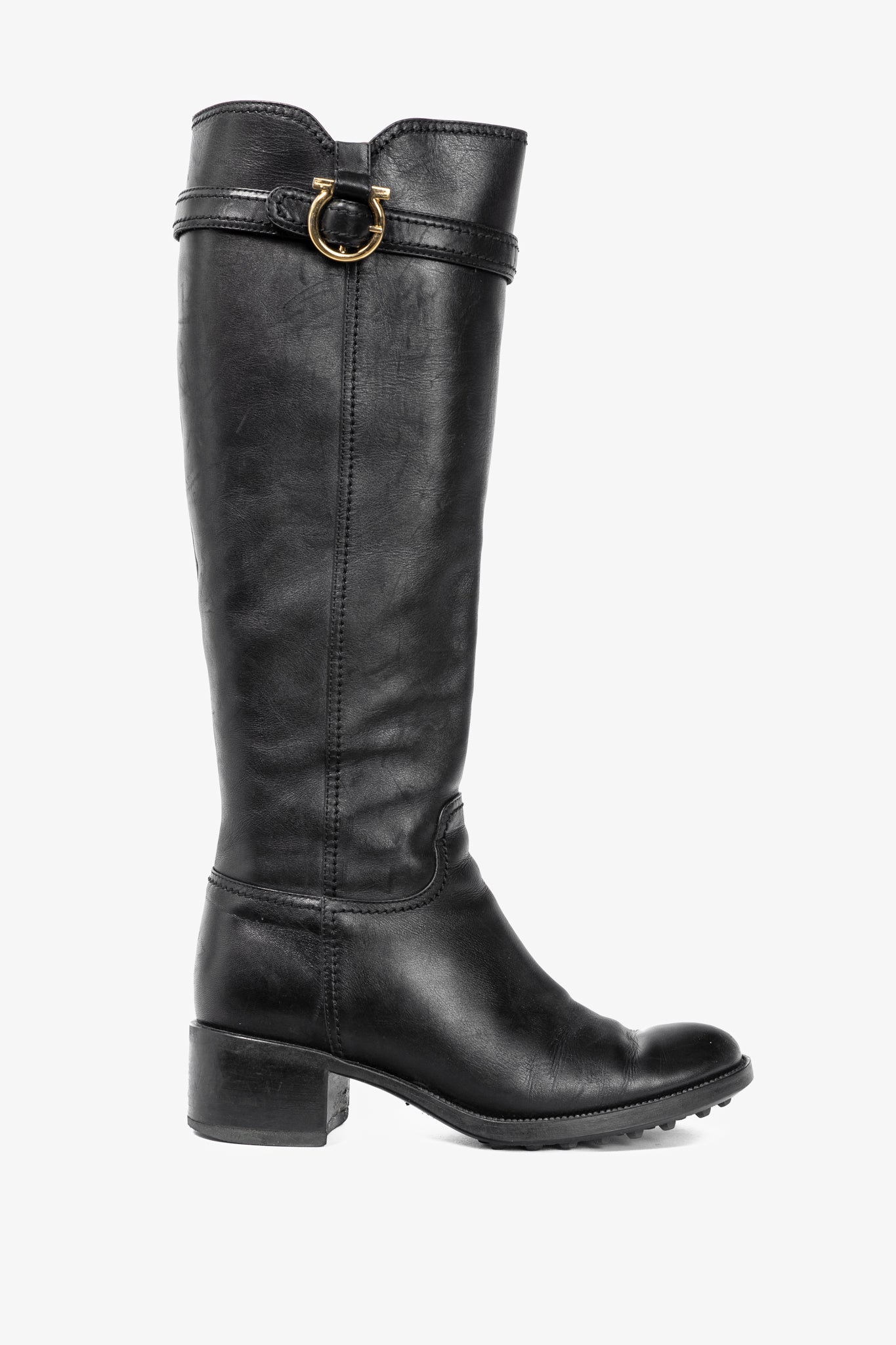 Salvatore Ferragamo Robespierre Fersea Nero Gancio Riding Boots