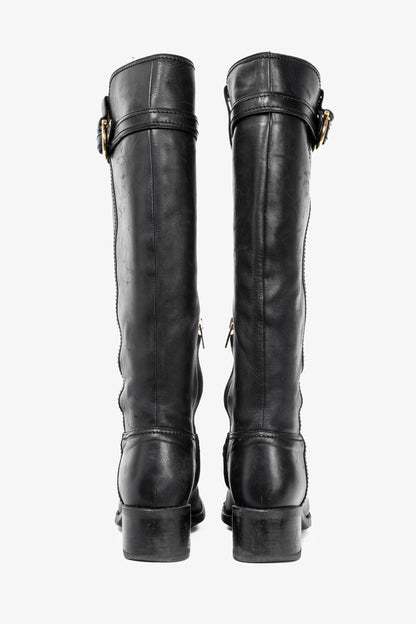 Salvatore Ferragamo Robespierre Fersea Nero Gancio Riding Boots