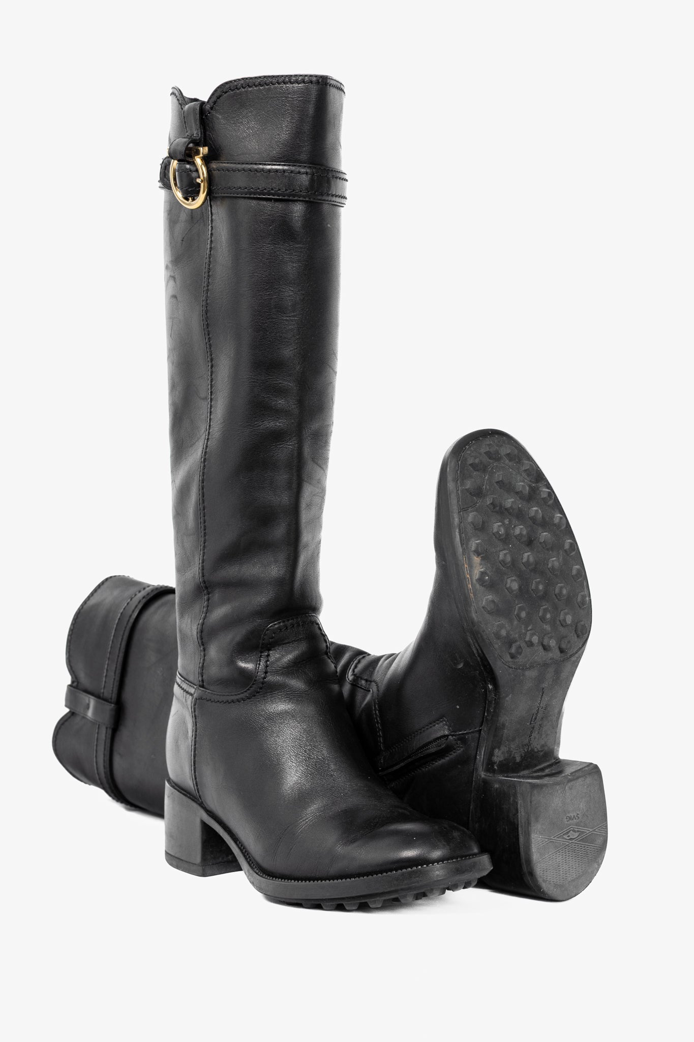 Salvatore Ferragamo Robespierre Fersea Nero Gancio Riding Boots
