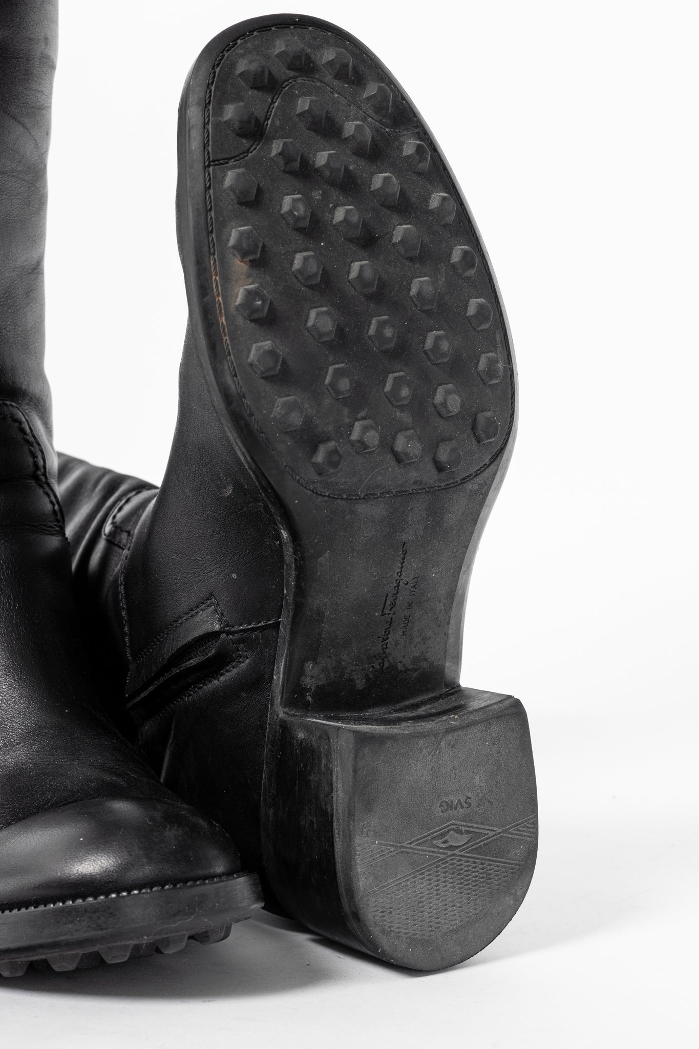 Salvatore Ferragamo Robespierre Fersea Nero Gancio Riding Boots