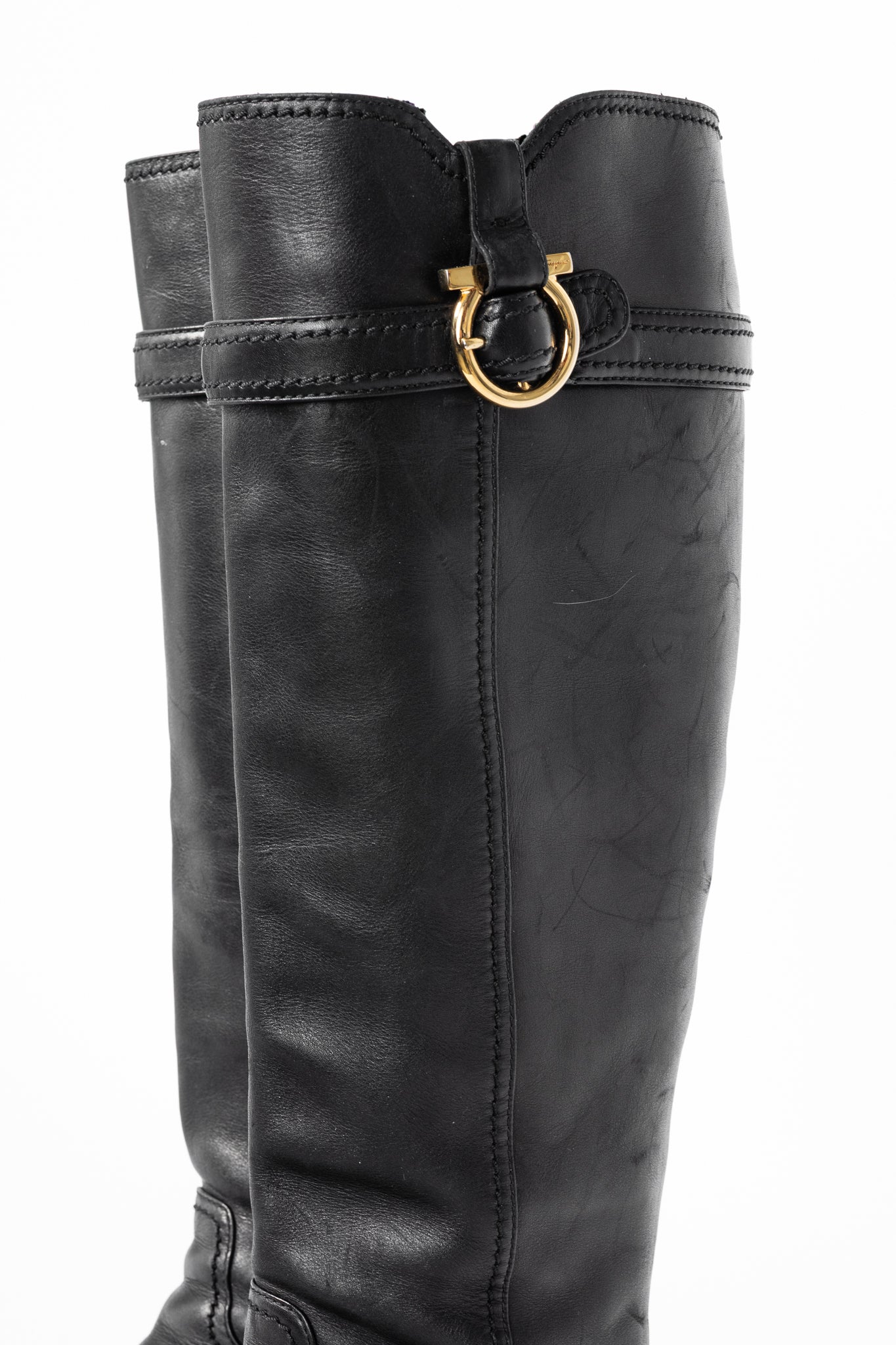 Salvatore Ferragamo Robespierre Fersea Nero Gancio Riding Boots